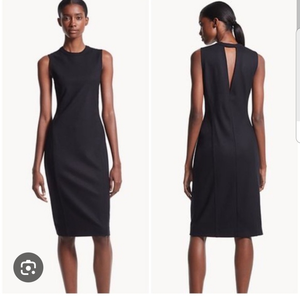 Theory virgin wool grey shift dress gevel Jersey flannel career keyhole sz 8